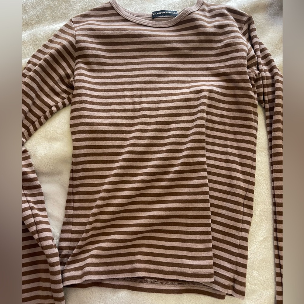 Brandy Melville  brown and pink striped longsleeve